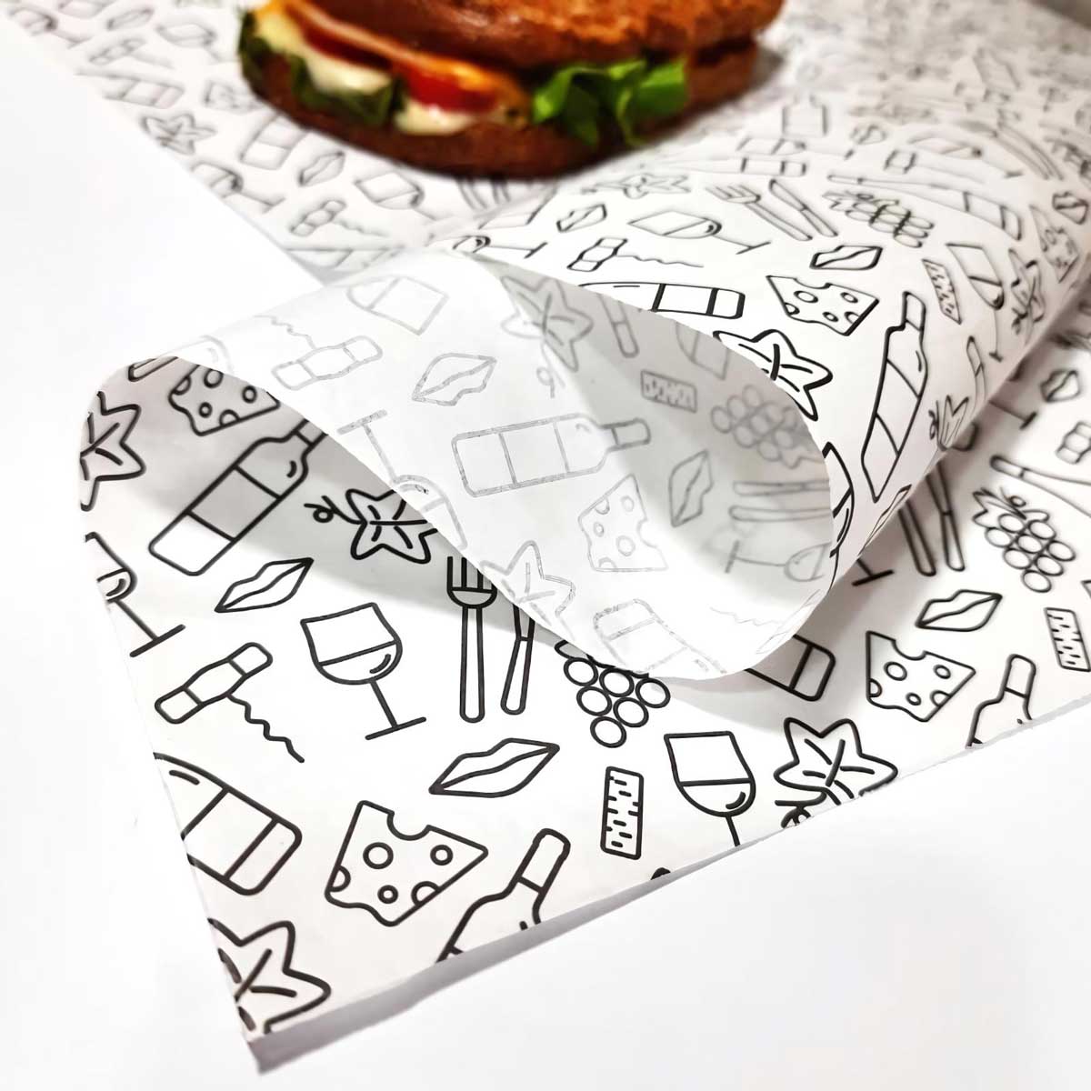 Papel Antigrasa Personalizado para Envolver Comida | Blanco