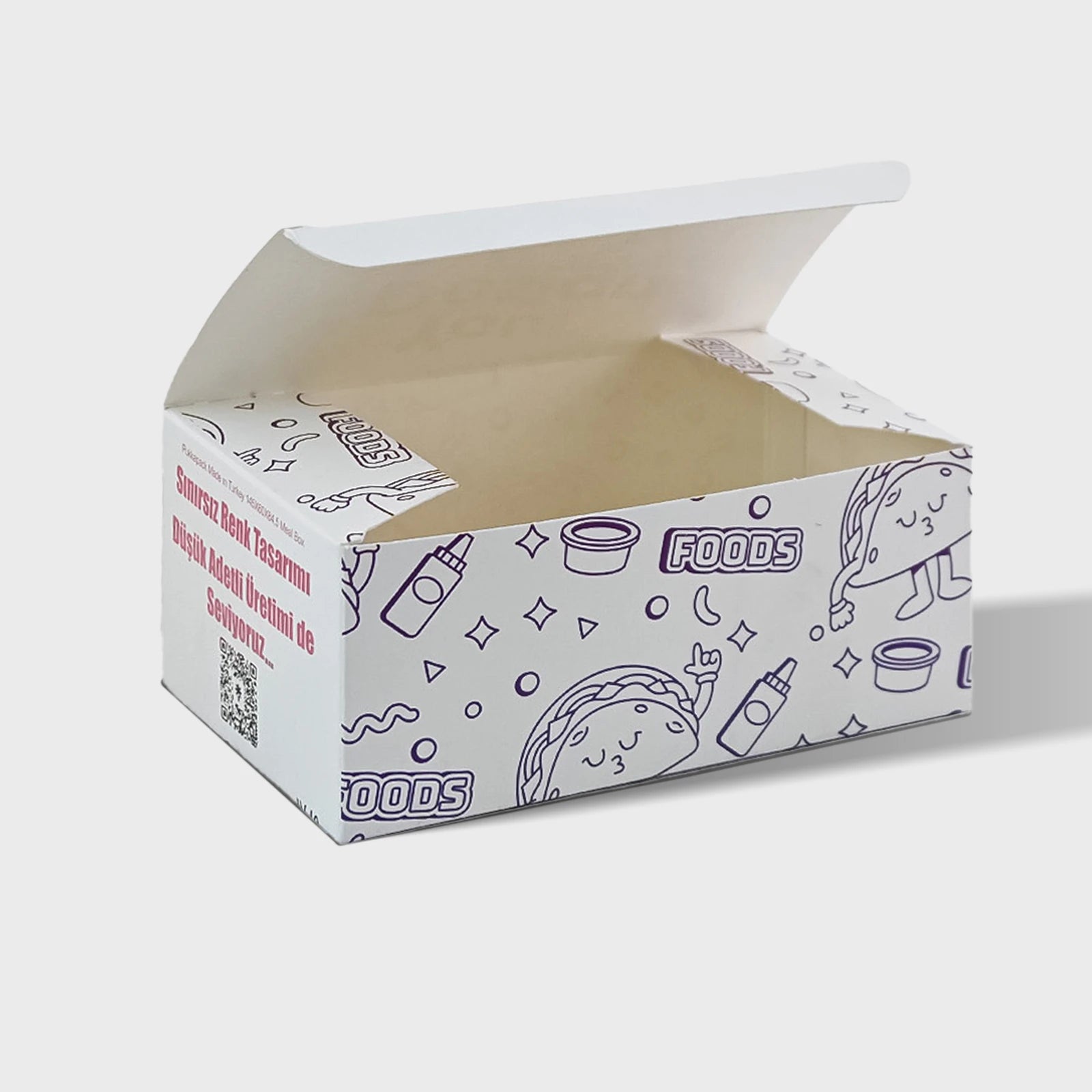 Cajas para Comida Personalizadas | Fondo de Seguridad | Plegable | Blanco