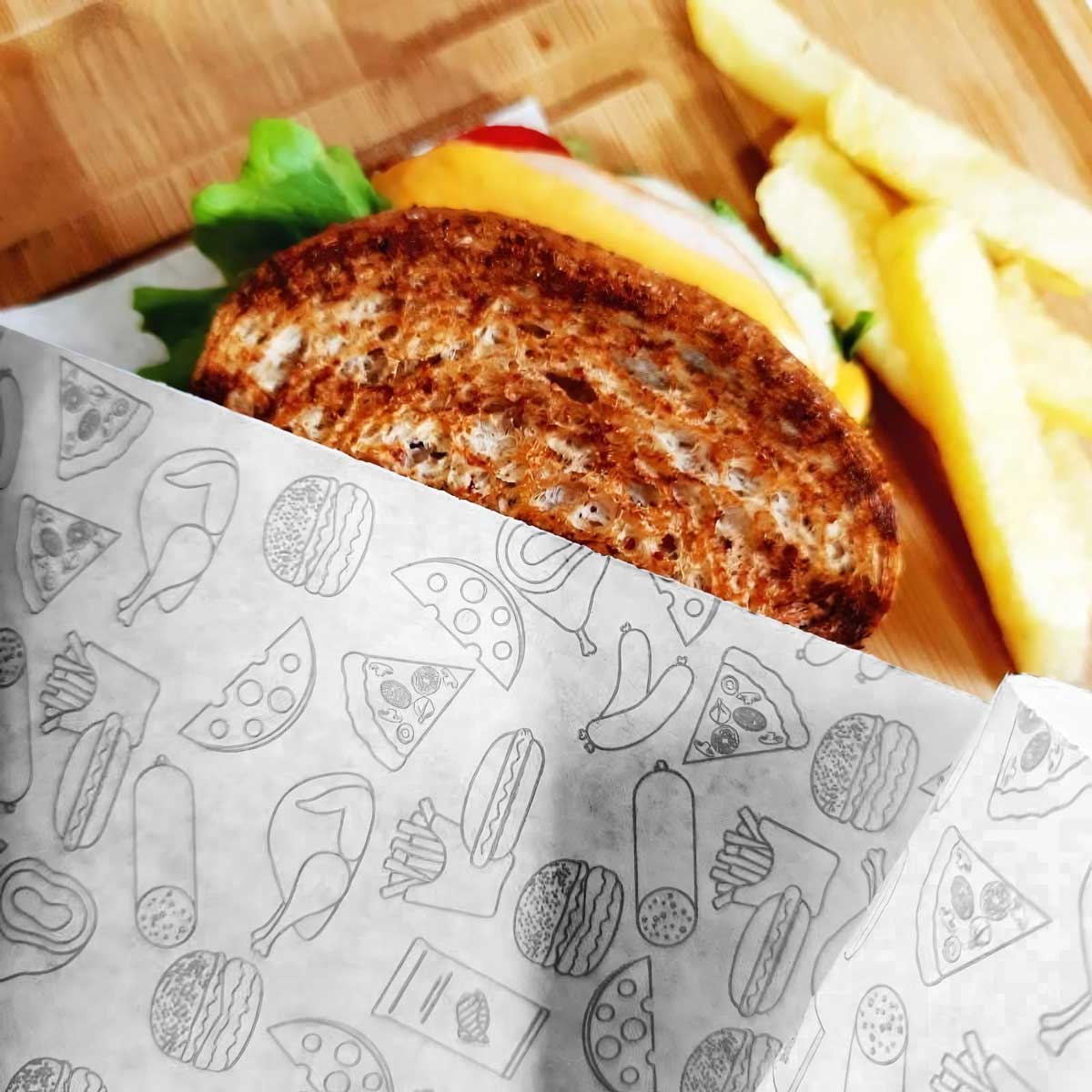 Papel Antigrasa Personalizado para Envolver Comida | Blanco