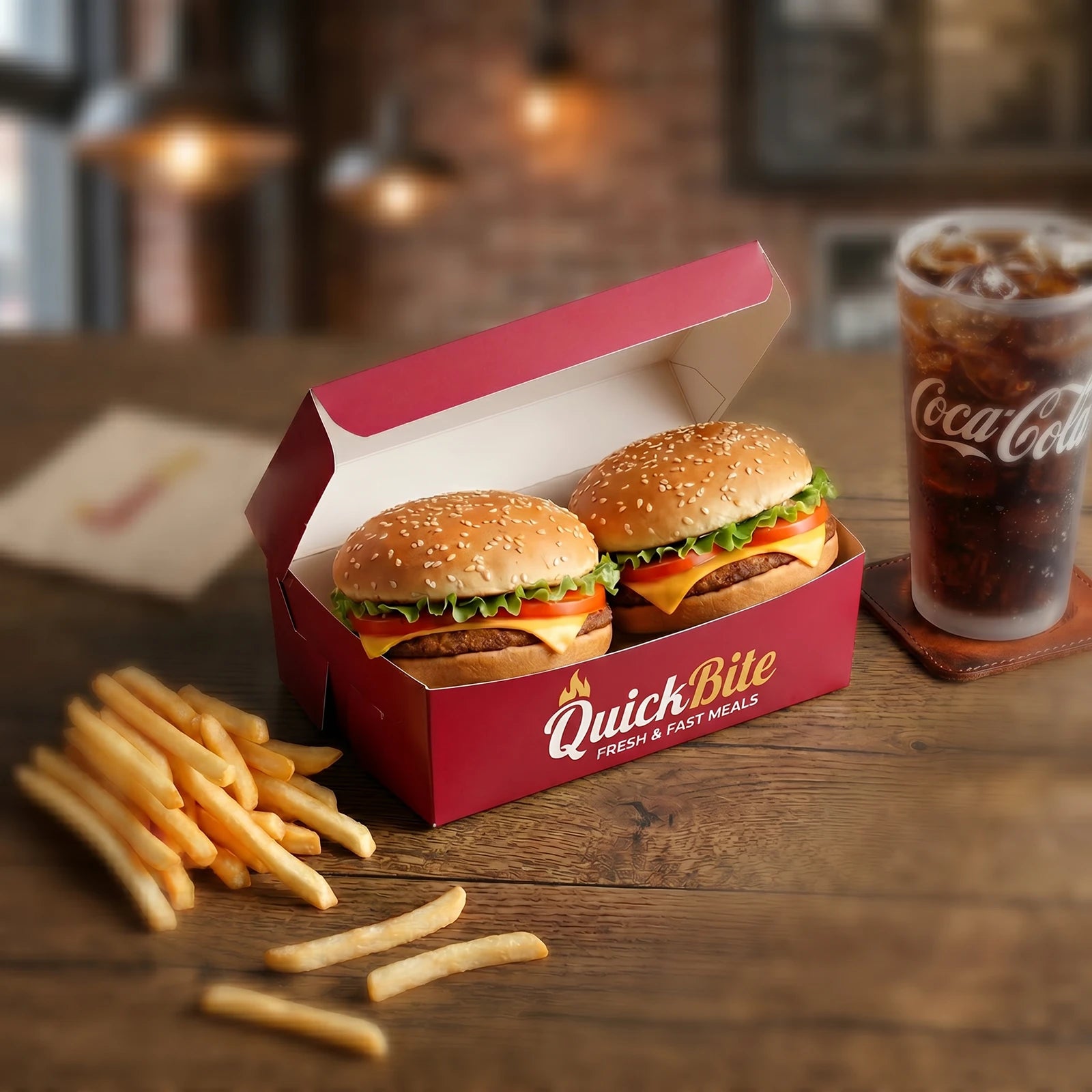 Cajas para Menú de Hamburguesa | Fácil de Montar | Blanco