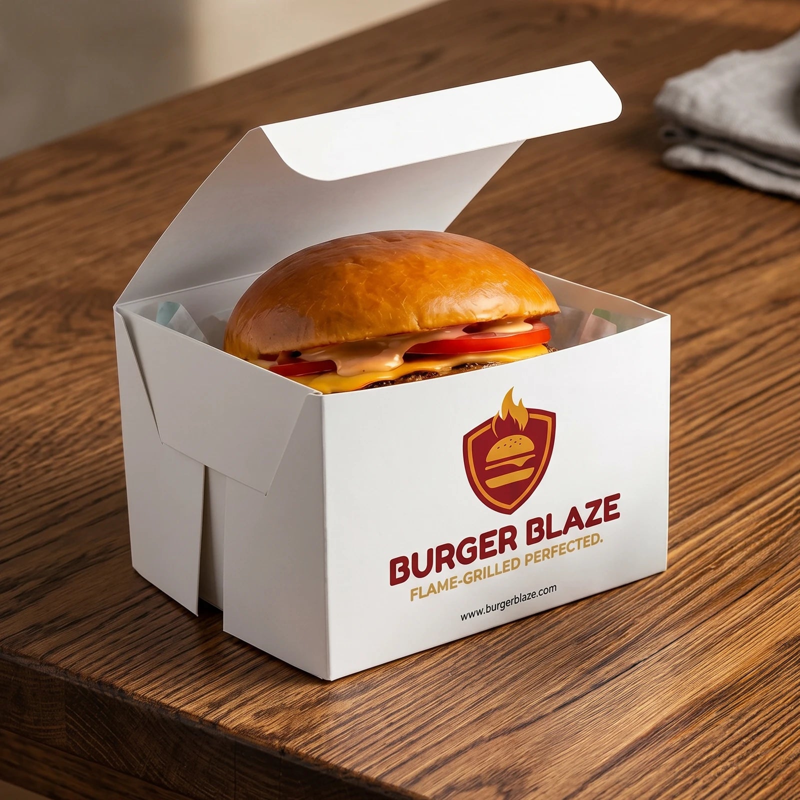 Cajas Personalizadas para Hamburguesa – Montaje Fácil – Blanco