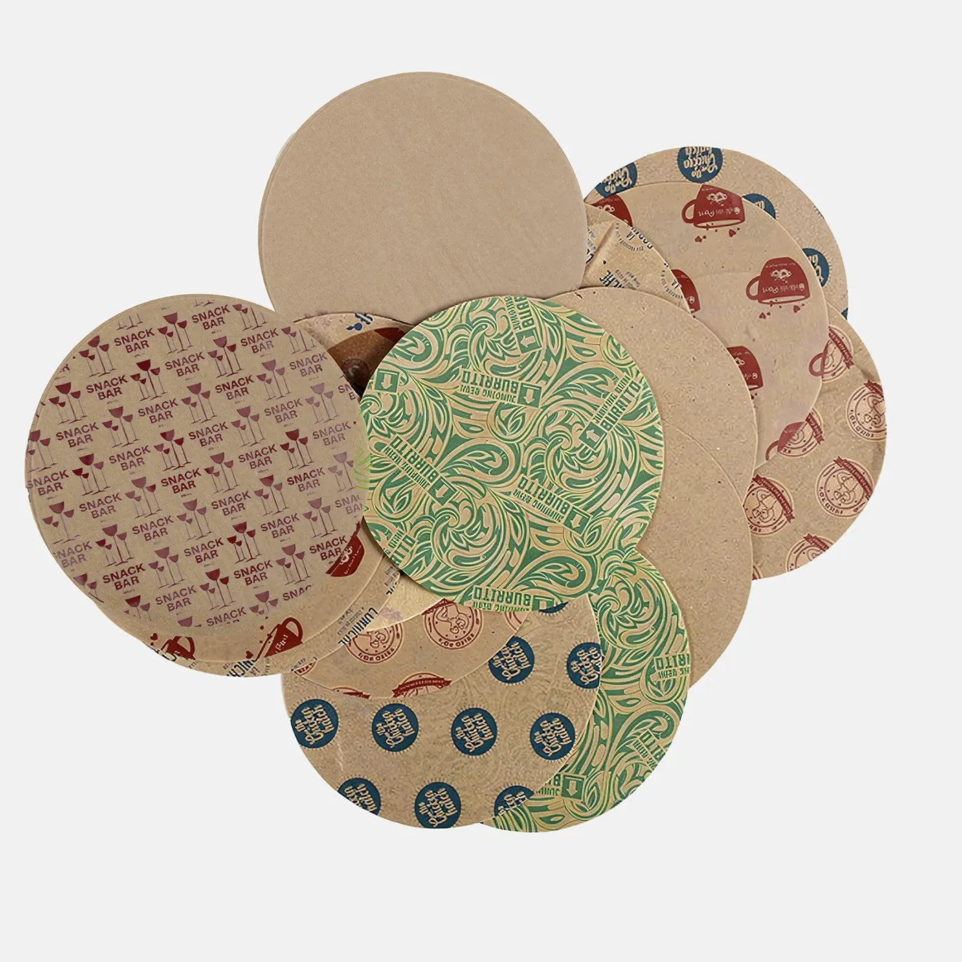 Papel Antigrasa Redondo Personalizado | Kraft