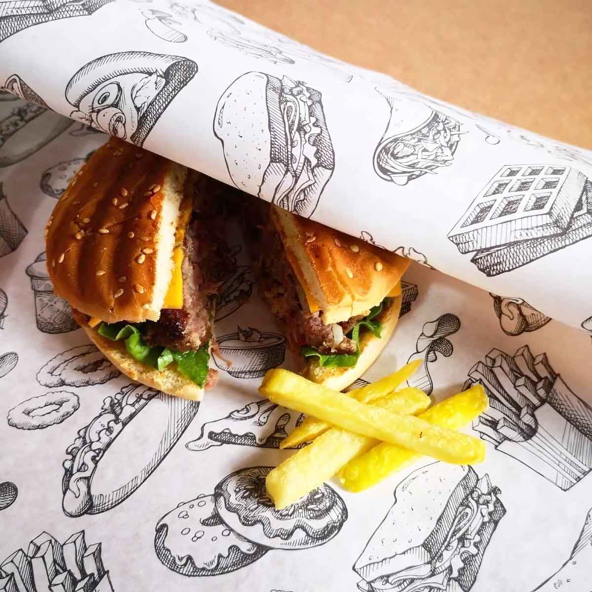 Papel Antigrasa Personalizado para Envolver Comida | Blanco