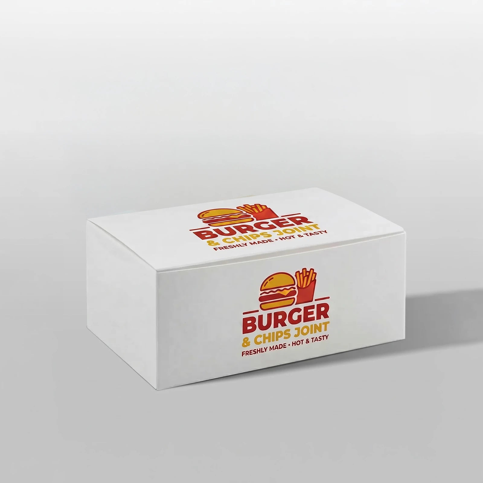 Cajas Personalizadas para Menús de Hamburguesa – Fondo Automático – Plegables – Blanco